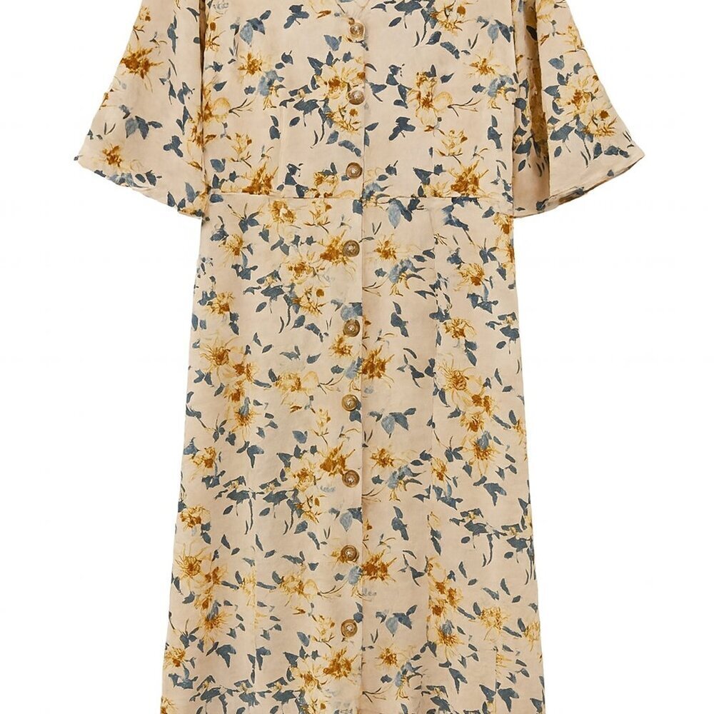 Cato Floral Button-Down Dress 22W/24W V-Neck Short Sleeve Lightweight Feminine - Picture 2 of 9